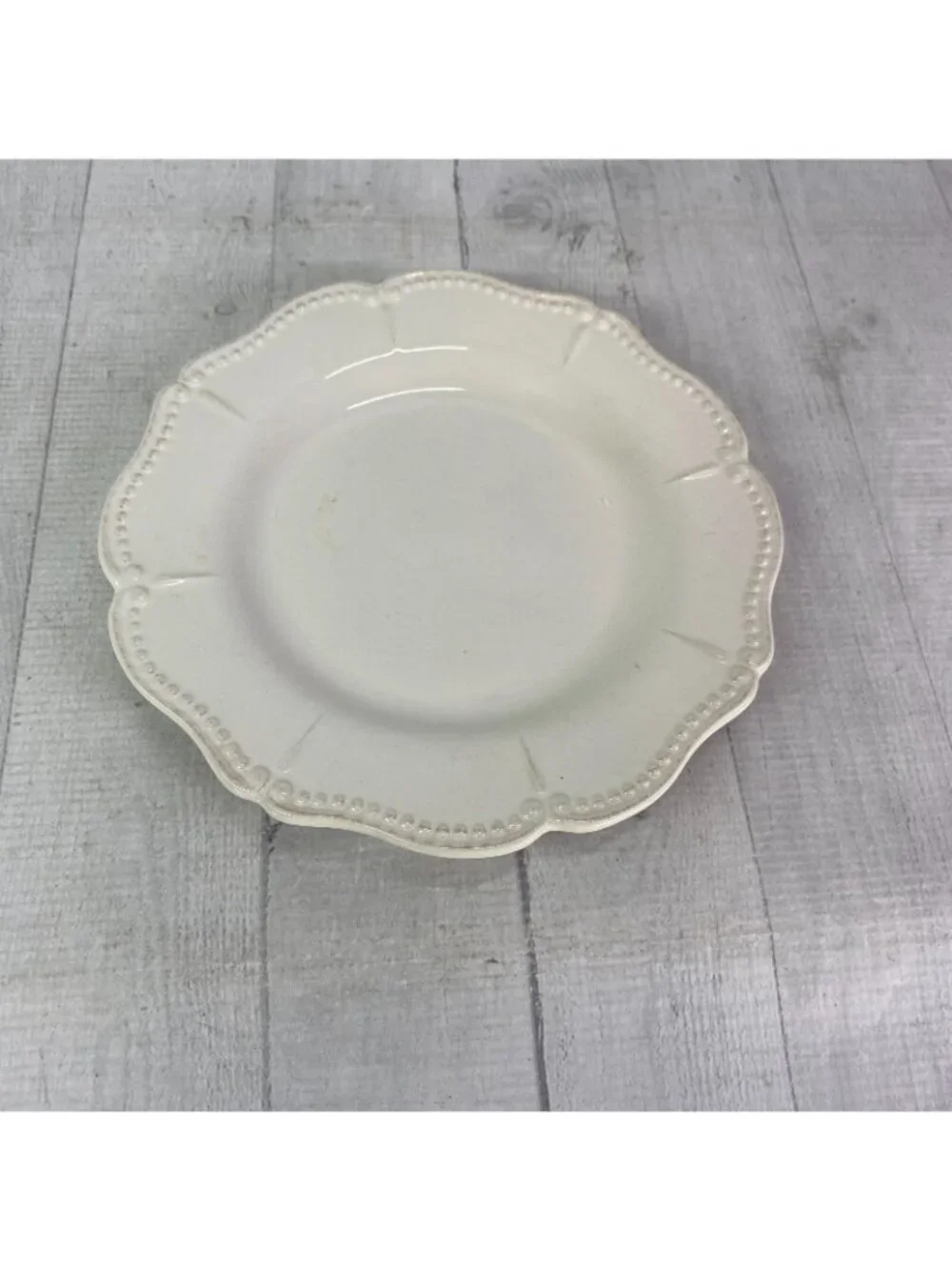 Chris Madden JCPenny ADALINA Ivory Embossed Stoneware Salad Lunch Plates Set 4